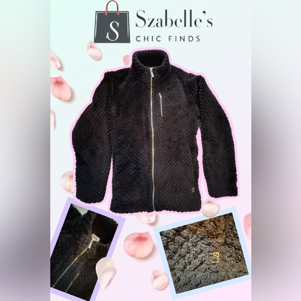 Black Quilted Fleece Zip Jacket
